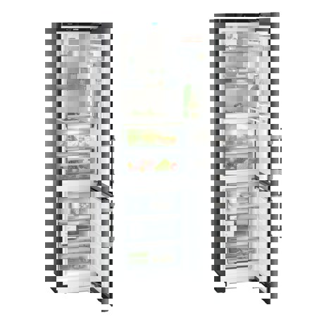 Combina frigorifica Liebherr CBNbsa 575i Prime, NoFrost, BioFresh, 60 cm, 362 l, EasyTwist-Ice, SmartDeviceBox, SoftTelescopic, Sertar Meat & Dairy, Clasa A, BlackStee